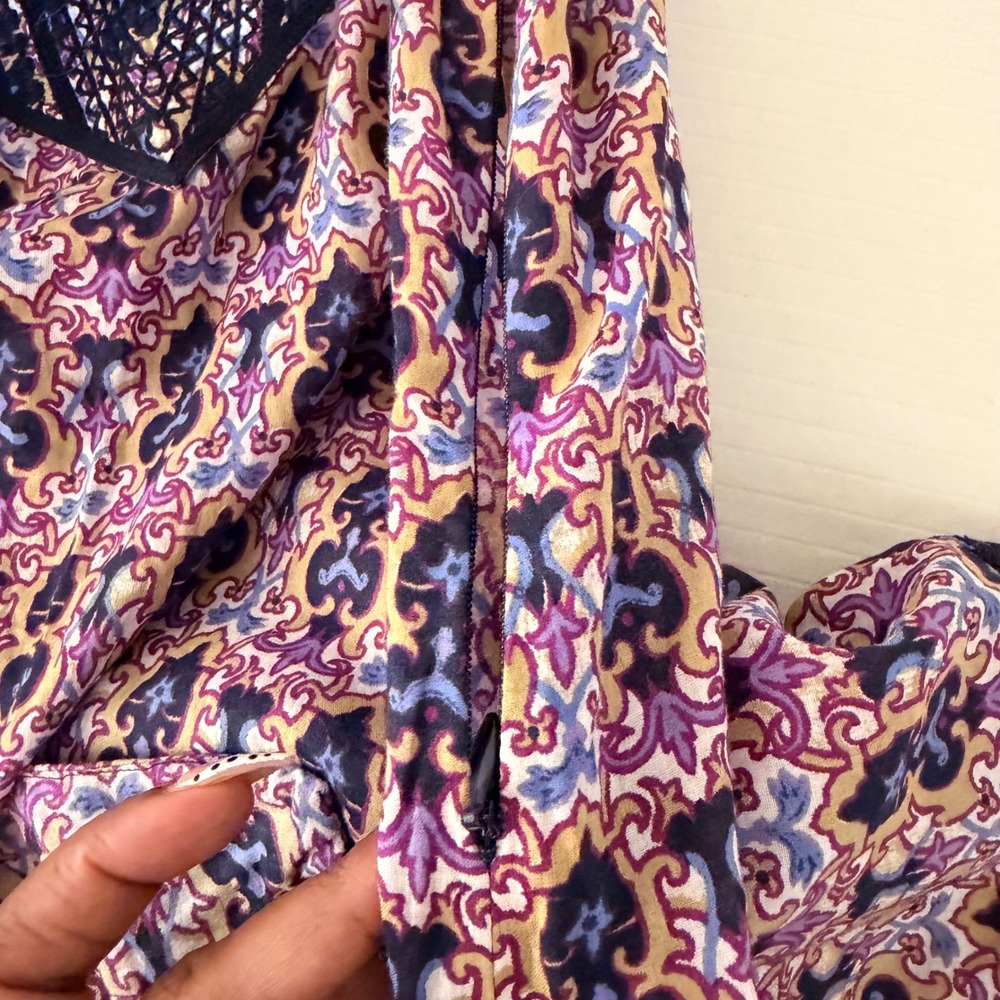 Tory Burch Damask Crochet Trim Tunic Top Sz 4 Boho Resort Wear preppy designer - Picture 9 of 14